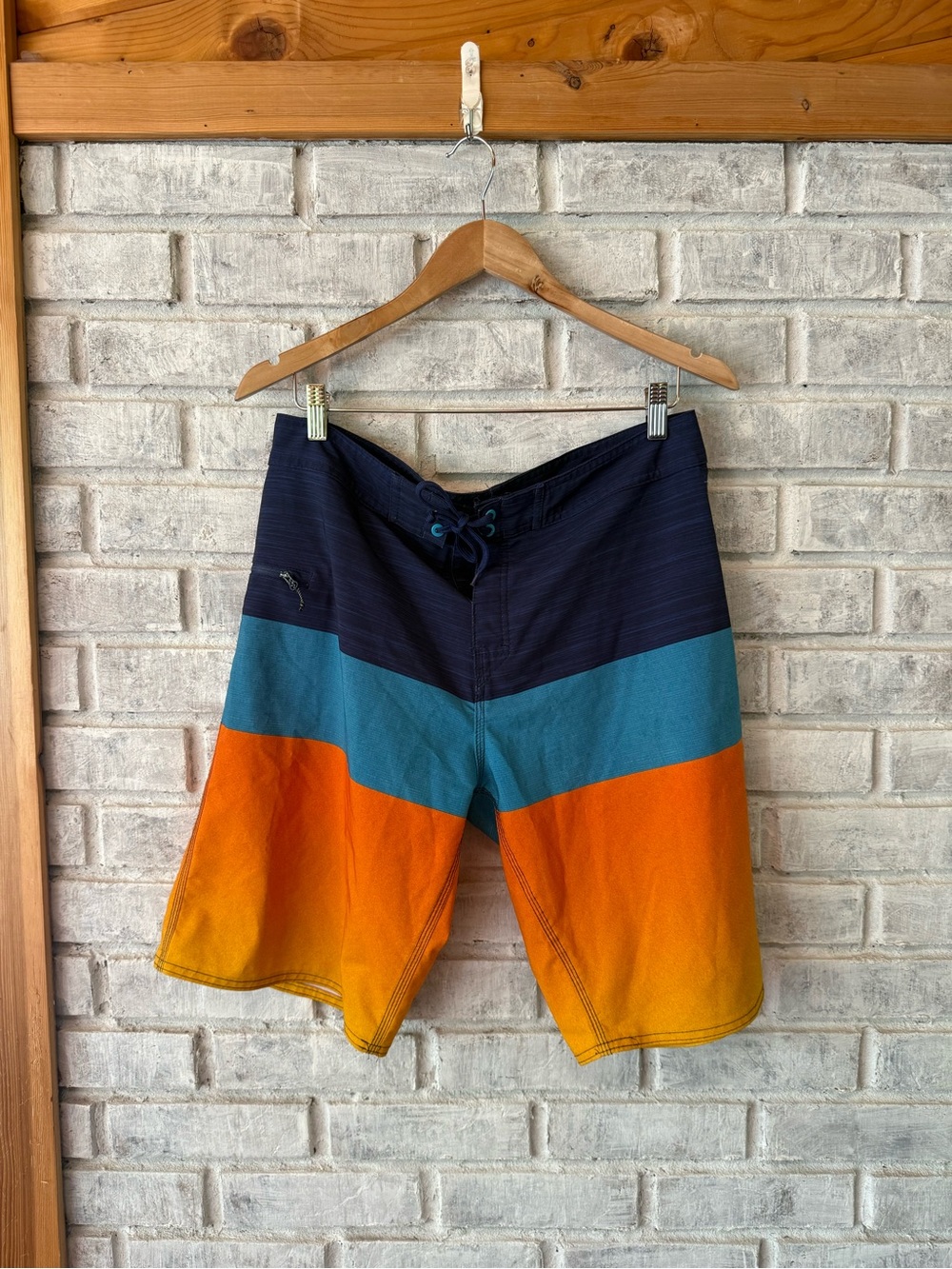 burnside Navy, Teal & Orange Colorblock Board Shorts